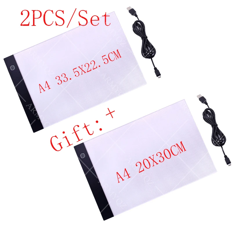 

2 sets A4 Dimmable Led Light Pad Diamond Painting Tablet Eye Protection Copy Board LED Drawing Tablet for Diamond Embroidery