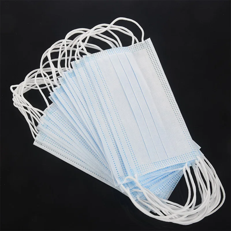 

100 Pcs Solid Color Face Mouth Masks Non Woven Disposable Anti-Dust Earloops Masks
