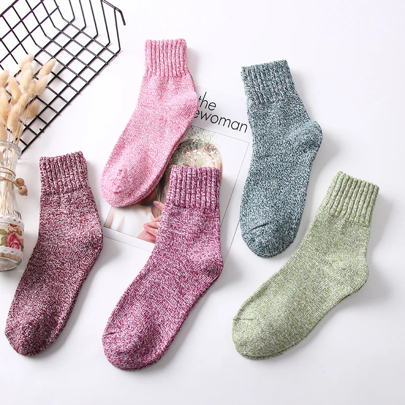 5 пар, новые стильные женские носки, осенние и зимние теплые носки без пятки, удобные универсальные женские носки, шерстяные носки для женщин