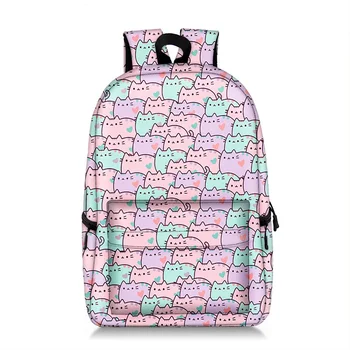 

Pusheen Cat Printing Backpack Anime Kawaii Bag Schoolbag Backpack Nylon Travel Rucksacks Cartoon School Bags for Teenage Girls