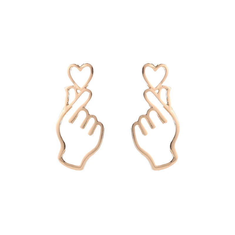 Стильные Серьги Love Hand Sign жесты черный золотой и серебряный цвета ушной пост