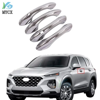 

Car Accessories For Hyundai Santa fe 2019 ABS Chrome Carbon Fiber Door Handle Cover Trims Car Decoration Exterior Accessories