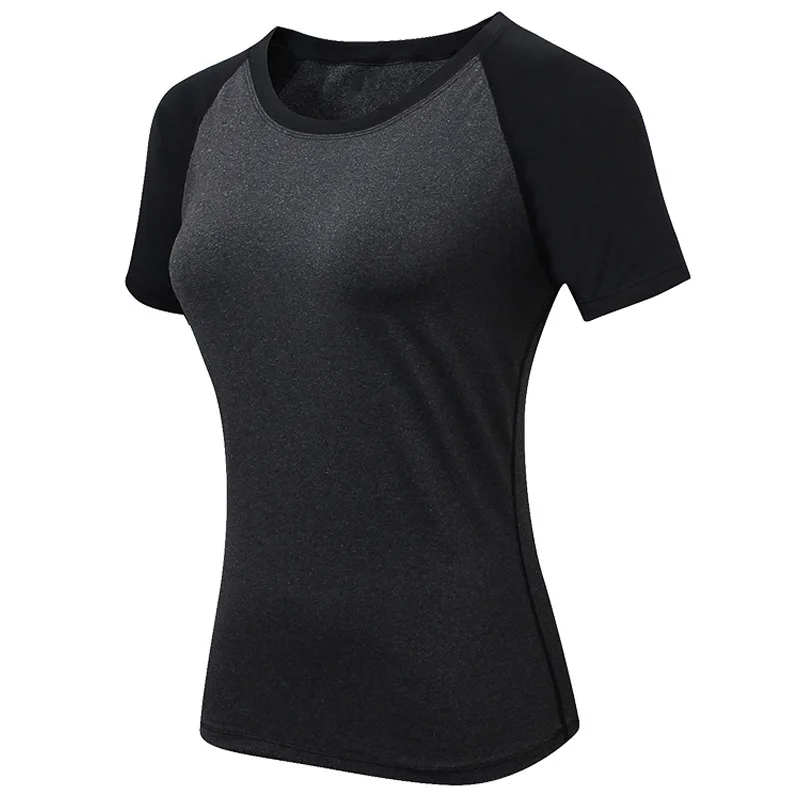 Женские рубашки для иоги, спортивные топы, беговые лосины для фитнеса, одежда, рубашка с короткими рукавами, тренировочная спортивная одежда, спортивная кофта - Цвет: Grey