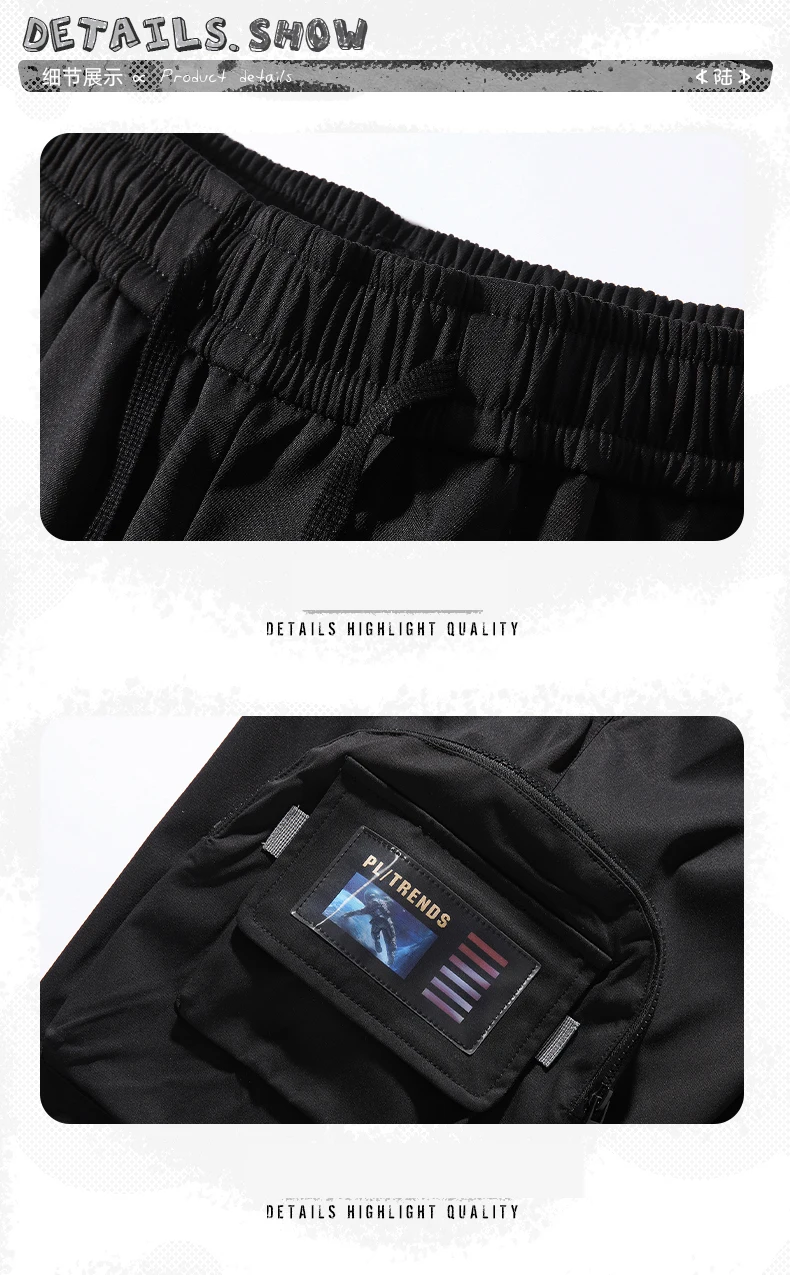 cargo joggers for men Men Cargo Pants Hip Hop Black Ribbons Joggers Sweatpants Male Multi-Pocket Harem Pants Harajuku Fashions Tide Trousers combat trousers