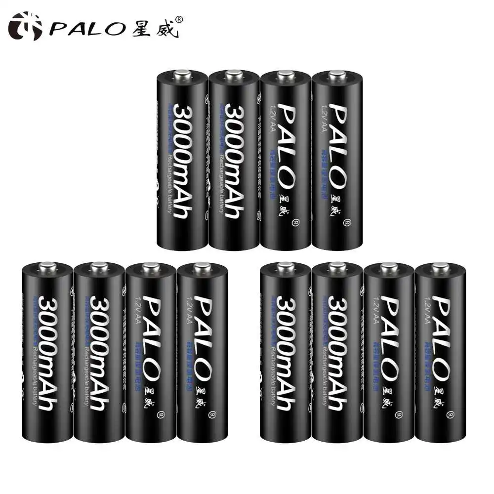 PALO 905 lcd зарядное устройство для AA/AAA батареи 12AA батареи 3000mah 1,2 V AAA перезаряжаемые батареи для дистанционного управления игрушечный светильник