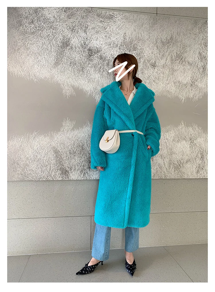 women clothing winter outerwear real coats new winter coat silhouette particles alpaca fur coat fluff it 1018