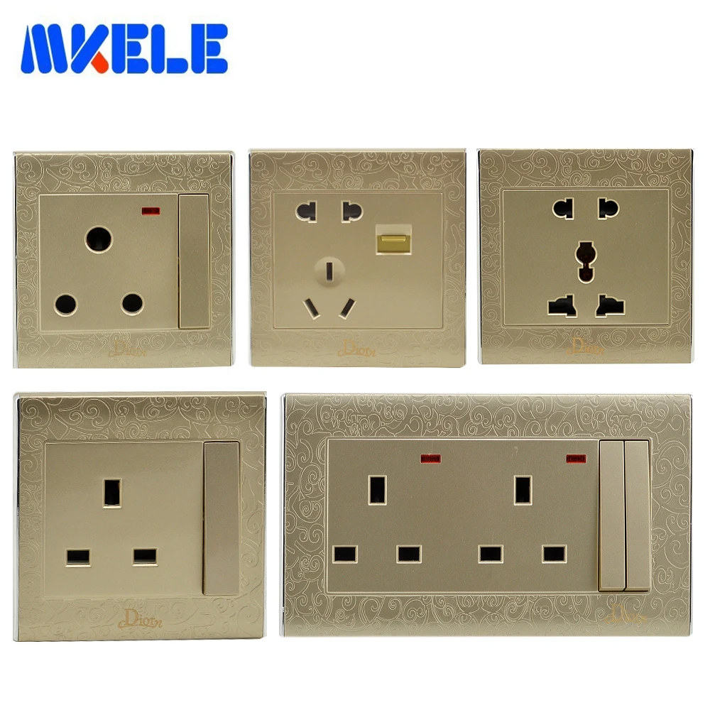 

Universal Wall Socket 5 Hole AC 110-250V Switch Push Button With Led USB Children Protective Door EU US UK AU India Plug