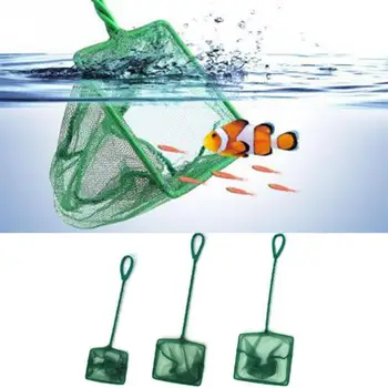 

Green Portable Long Handle Square Aquarium Fish Tank Fishing Net Landing Net for Fish Floating Objects Cleaning Tools