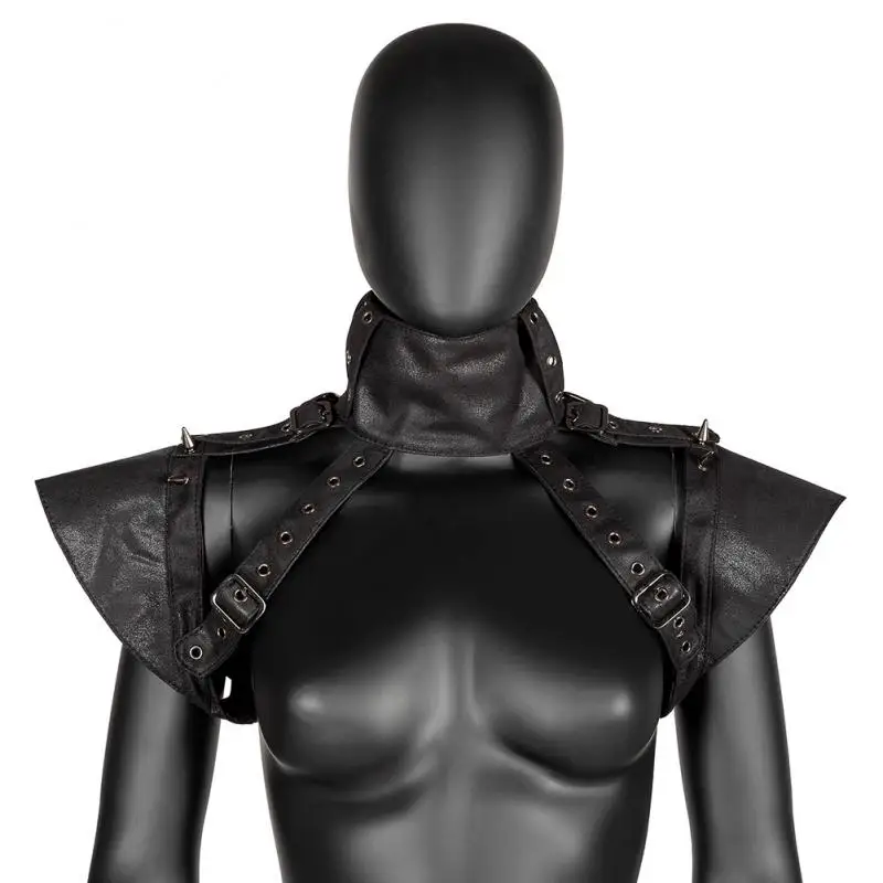 

Streampunk Armor Woman Shawl Vest Female Medieval Retro Cappa Halloween Cosplay Short Sleeves Faux Belt Short Cloak Gothic