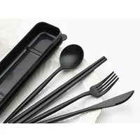 4 sztuk/zestaw sztućce zastawa stołowa łyżka widelec pałeczki bezpieczne pszeniczne słomiane naczynia stołowe z pudełkiem Travel Use przenośne akcesoria kuchenne 5