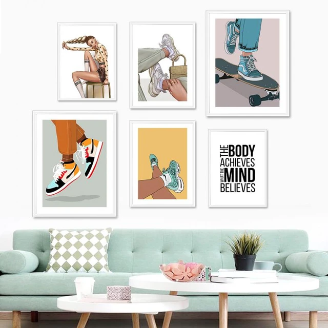 Fashion Shoes Canvas Painting Nordic Girl High Heels Wall Art Posters and  Prints Living Room Shop