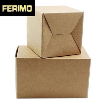 

6*6*8cm 50Pcs/ Lot 2015 Squared Kraft Paper Cardboard Pack Boxes Book Holder Clips Candle Packing Brown Paperboard Event Boxes
