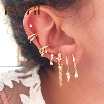 

ROXI INS Geometry Lighting Animal Cat Paw Stud Earrings for Women Vintage J C Shape Stars Cartilage Earring Silver 925 Jewelry
