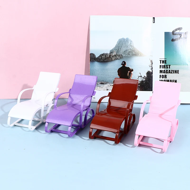 

Мебель для кукольного домика 1:6, плавание, складной шезлонг, аксессуары, розовый пляжный стул, ролевая игрушка для украшения кукольного домика