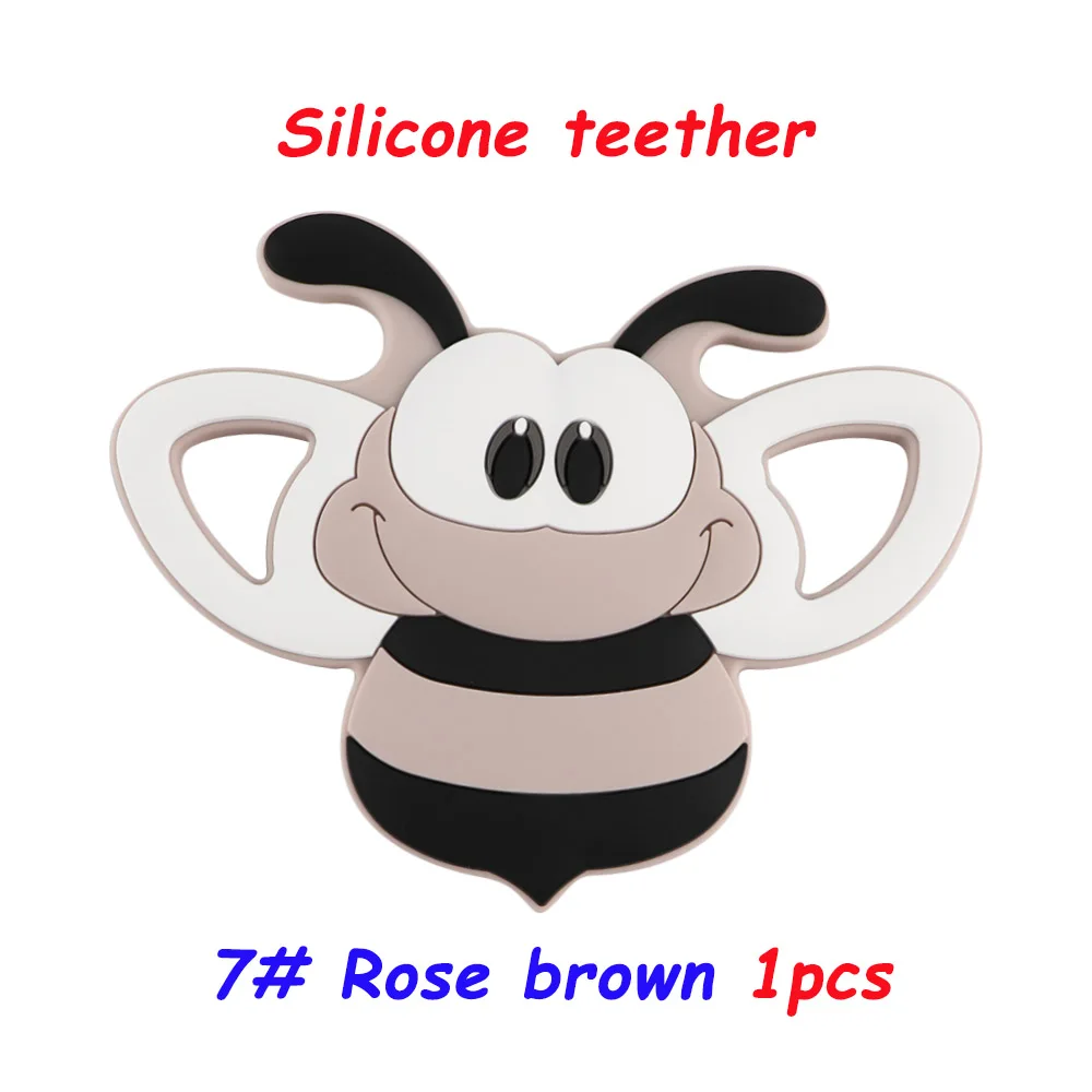 Sunrony Cartoon Animal Bee Silicone Bead/Teether/Clip Food Grade Pendants DIY Pacifier Chain Accessories Baby Teething Toys baby teething items diy Baby Teething Items