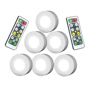 

6pcs Wireless Remote Control Cabinet LED Lights Set Brightness Adjustable Cupboard Accent Light(White Light)