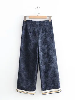 

2018 Western Style Spring And Summer Women's New Style Stitching Jacquard Wide-Leg Pants