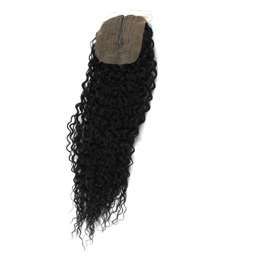 YunRong Synthetic Kinky Curly Hair Bundles With Closure 1B 26Inches Hair-Extension Hair Weaving for Women 7PCS/Pack