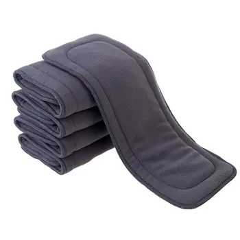 

5 Layers Stay Dry Bamboo Charcoal Fleece Baby Cloth Diaper Inserts, Absorbency Overnight Diaper Insert For Reusable Baby Nappy