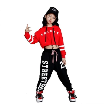 

Girls Boys Loose Jazz Hip Hop Dance Sets Competition Costume Hoodie Shirt Tops Pants Teens Kid Dancing Clothing Clothes Wear