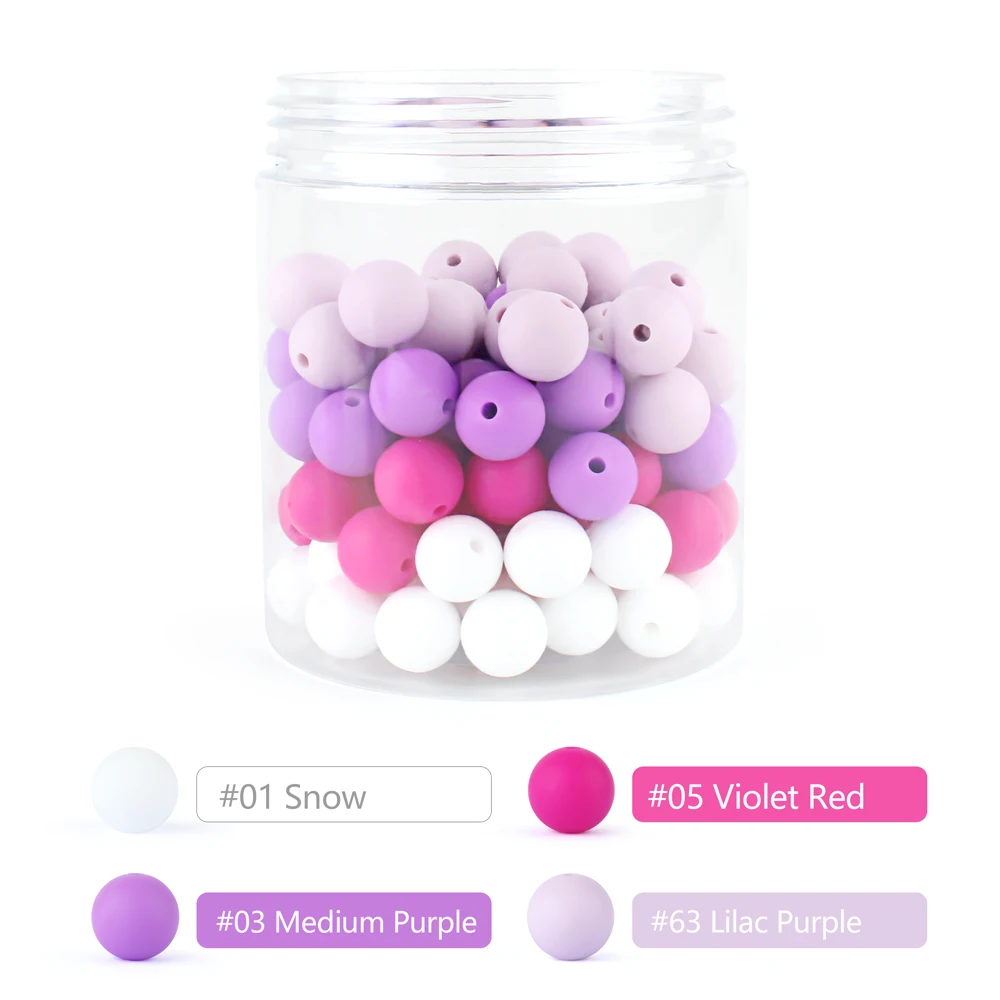 Silicone Teething Beads 20Pcs 12MM Round BPA Free Baby Teether DIY Pacifier Clip Chain Jewelry