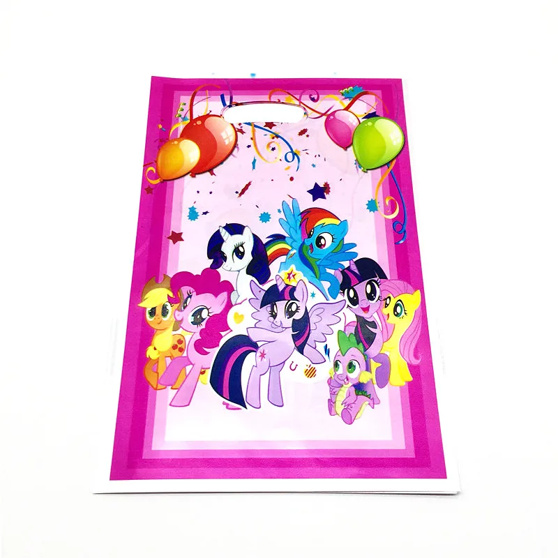 GiftBags-10Pcs Catoon My Little Pony тематический Детский комплект для мальчиков на день рождения, вечерние костюмы, милые чашки, маска для душа, одноразовые наборы посуды - Цвет: GiftBags-10Pcs
