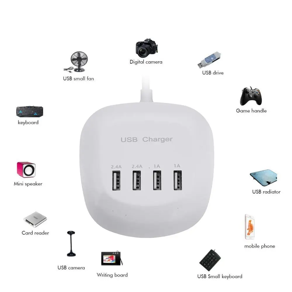 Штепсельная Вилка Европейского/американского стандарта 4 порта usb разветвитель
