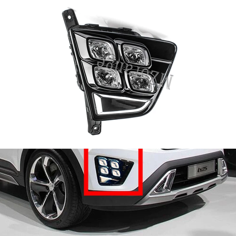  for Hyundai IX25 Creta 2014 2015 2016 2PCS LED DRL Headlight Daytime Running Light Fog Lights Fog L - 33060727943