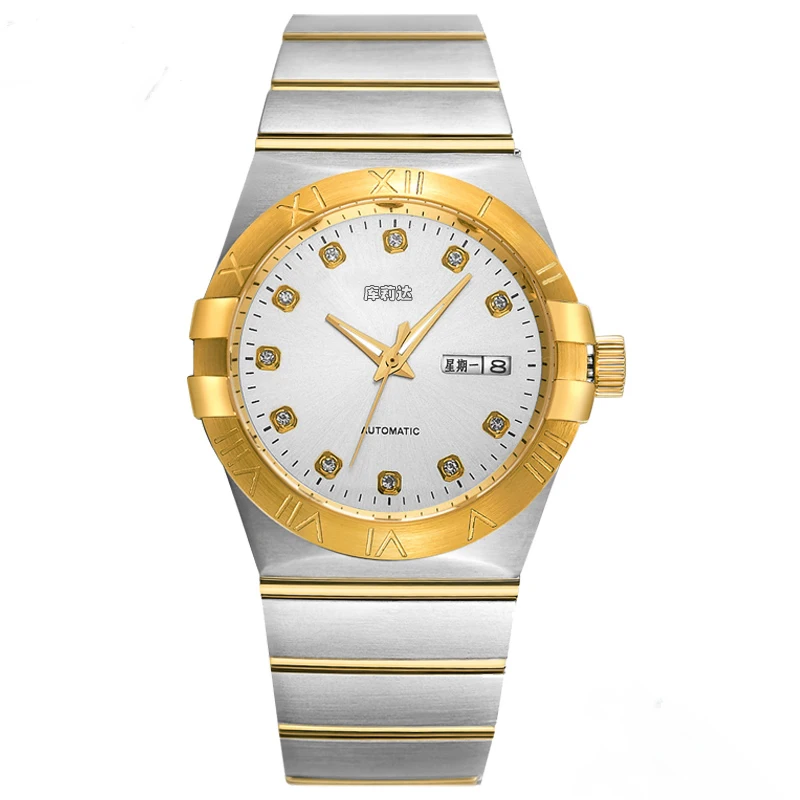 

Classic series men's watch gold/steel diamonds Constellation Automatic mechanical Top Brand Luxury Watch