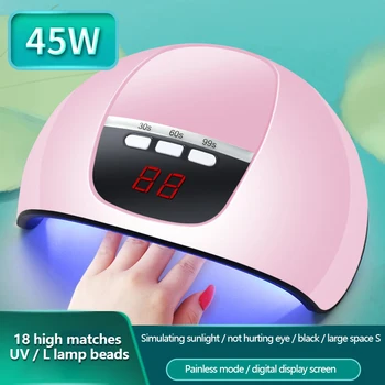 

45W USB UV Phototherapy Lamp Manicure Set 18 LED Nail Lamps Nail Polishing Machine Sticker Drill Nail Art Tools Set