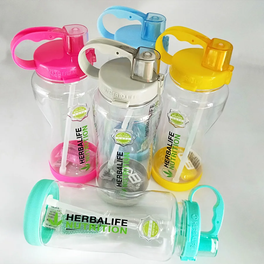 Новое поступление 2000 мл герметичная портативная бутылка для воды Herbalife питательная пластиковая соломенная шейкер Спортивная бутылка