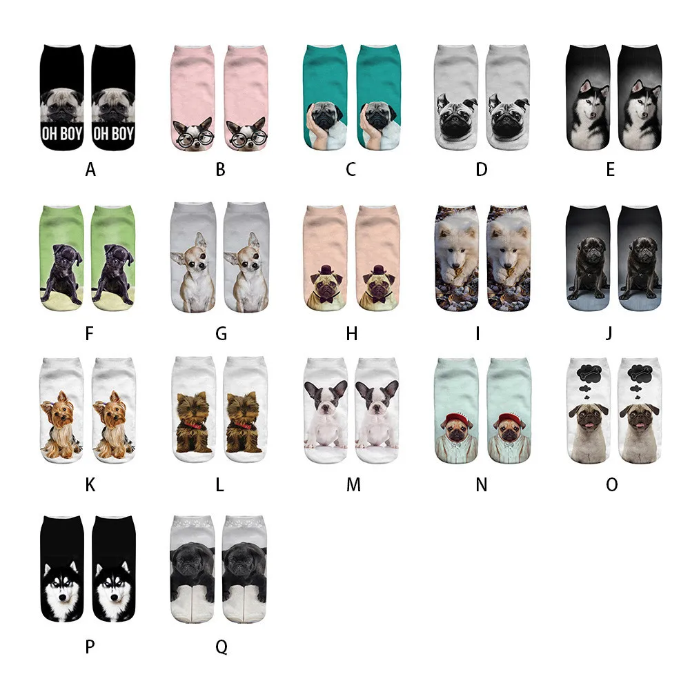 Womail новые модные популярные смешные короткие носки женские 3D собаки короткие носки с принтом носки женские зимние высококачественные носки с манжетами