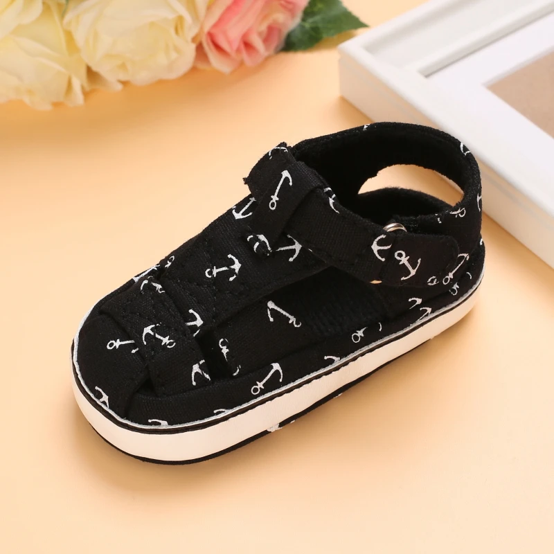 2021 NEW 0-18Months Kids Newborn Baby Boys Fashion Summer Soft Crib Shoes First Walker Anti Slip Sandals Shoes Soft Sole