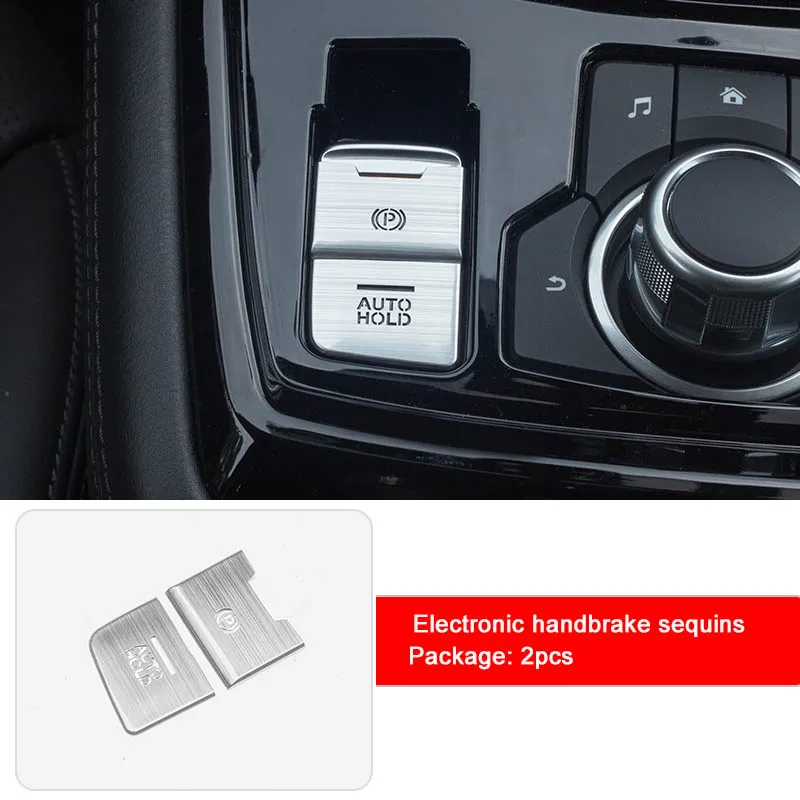 2pcs silver Автомобильный Стайлинг интерьера молдинги электронный ручной тормоз Блестки для Mazda 6 Atenza-Н. В. Мультимедийные кнопки полые блестки - Название цвета: 2pcs silver