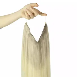 POPUKAR 100g Hair Extensions Halo Brown Remy Human Hair 20inch Highlight Brown and Platinum Blonde