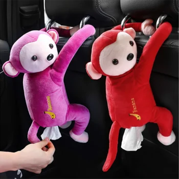 

Creative Pippi Monkey Tissue Boxes Hanging Car Tissue Box Cartoon Animal Tissue Napkin Paper Box Car Styling Car Assessories