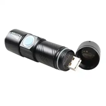 

Portable USB-Charging LED Flashlight Zoomable Waterproof 2000 Lumens Torch Lamp Built-in Battery 3 Modes Focusable Bike Light