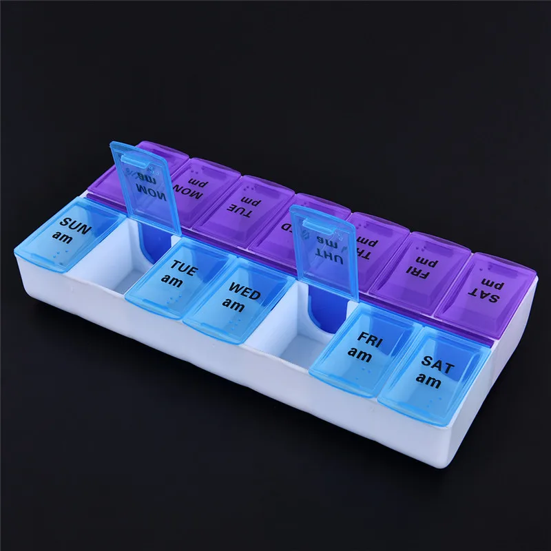1PC 2 Row 14 Grids Medicine Storage Organizer Container Case Weekly 7 Days Tablet Pill Drug Box Holder Dispenser Health Care | Красота и