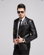 

FAKUNTN 2021 Autumn and Winter New Style Brand Leather Jacket Business-Style Men Slim Fit Casual Soft PU Leather Jacket Suit