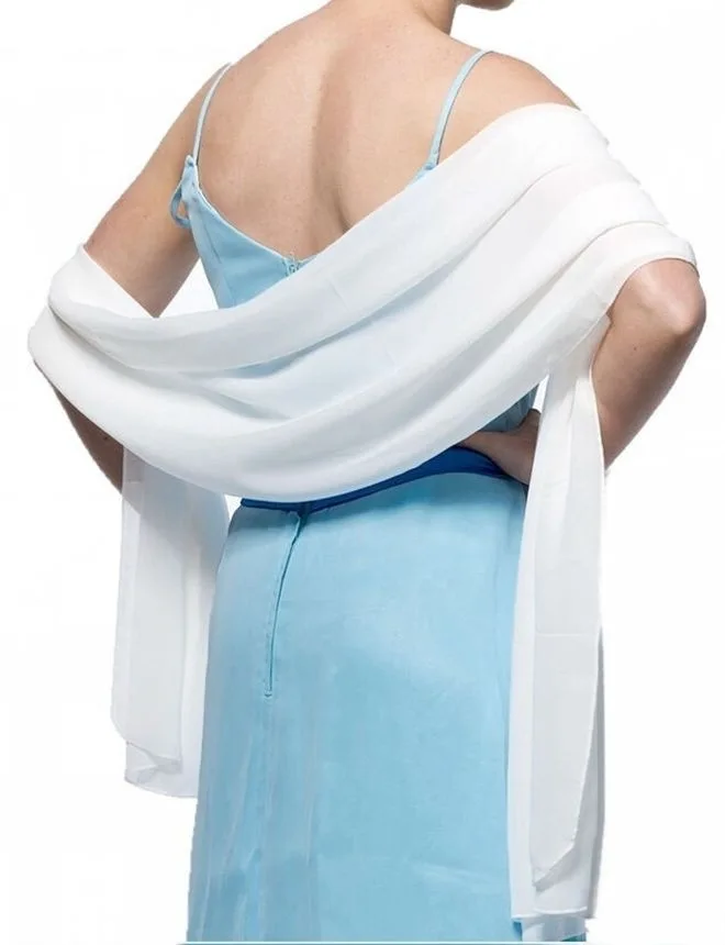 Solid Chiffon Wedding Bridal Shawl Wrap Cape Bolero Scarf Cloak Women Accessories