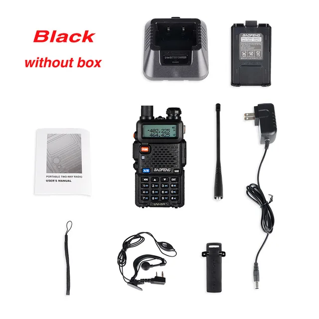 Black Without Box Baofeng UV-5R иди и болтай Walkie Talkie двухдиапазонный VHF/UHF приемно-передающая радиоустановка 10 км Охота сертификатом от сертификационной любительская радиостанция UV5R Портативный секс передатчик - Цвет: Black Without Box