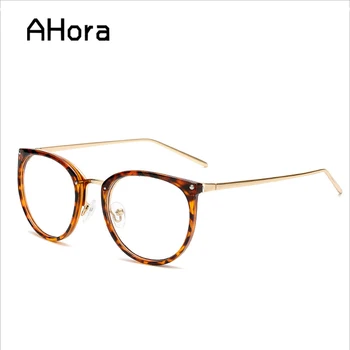 

Ahora Leopard Print Glasses Frame Optical Women Men Retro Large Frame Eyeglasses Unisex Transparent Lens Sepactales
