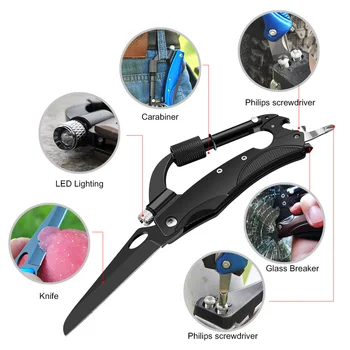 

Mountaineering Buckle Folding Knife Outdoor Tool Multifunction Rescue Knives Hunting Survival Tools Pocket Knife With LED Lamp