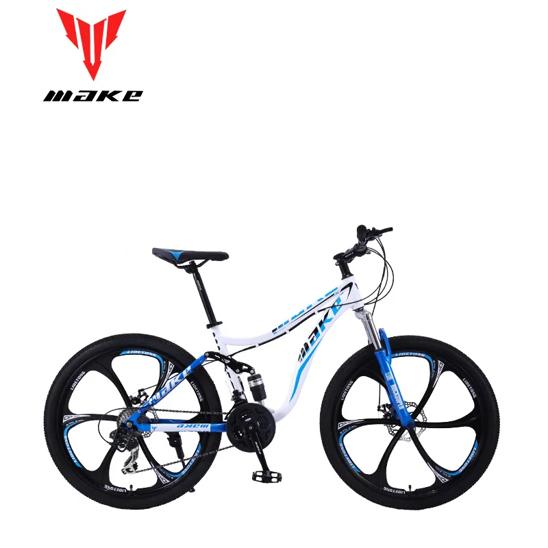 MAKE горный велосипед стальная рама 24 скорости Shimano 2" колеса MTB - Цвет: White blue