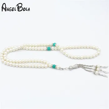 

Islamic Muslim Tasbih Tassel Pendant Pearl bracelet Round Shape Beads 99 Prayer Beads Islamic Tasbih Allah Rosary For Women Men