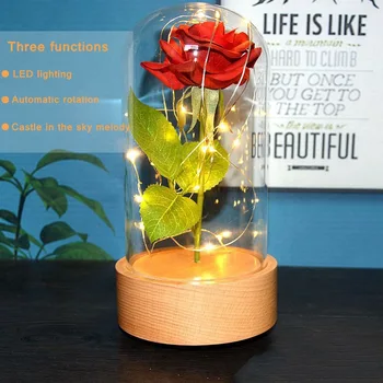 

1-LED Wedding Rose and Beast Battery Powered Red Flower String Light Desk Lamp Romantic Valentine's Day Birthday Gift Decoration
