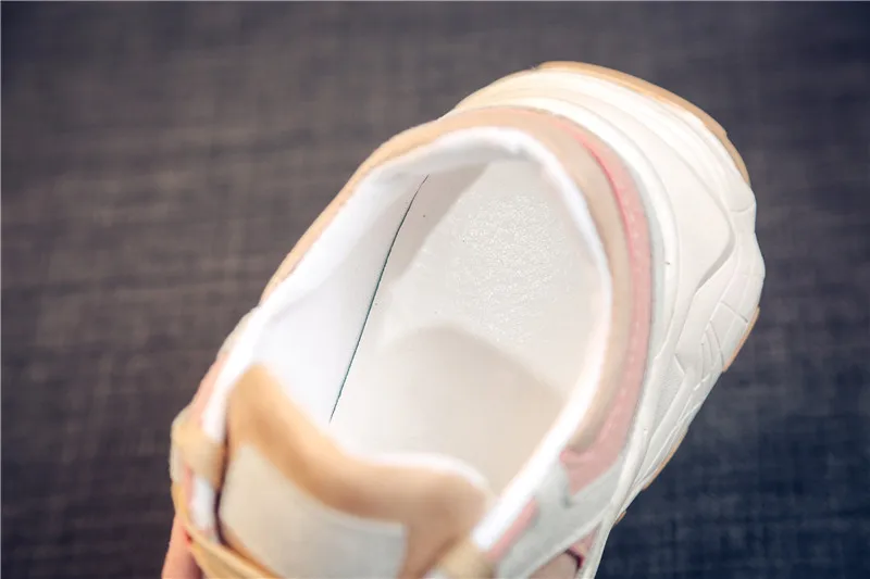 autumn casual shoes woman lace up round toe vulcanize shoes platform sneakers student 5cm bottom comfortable flats