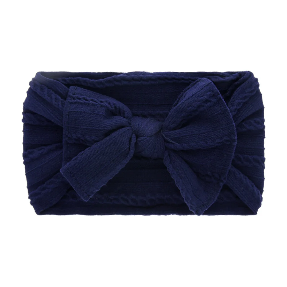 8 Styles Newborn Baby Nylon Headband Cute Kids Solid Stretch Knotted Turban Toddler Bowknot Hair Accessories Children Head Wrap - Цвет: Темно-фиолетовый