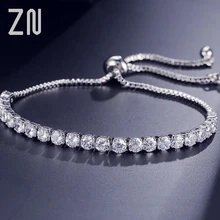 ZN Мода AAA+ кубический цирконий Теннисный регулируемый браслет для женщин Белый Круглый Кристалл Свадебные украшения для женщин подарок