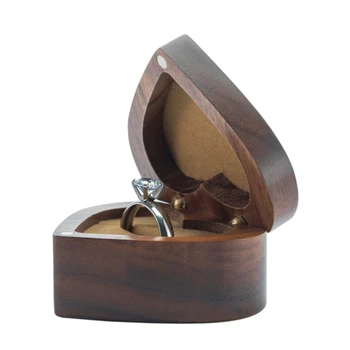 

Heart-shaped Wood Ring Box For Proposal Wedding Engagement Ring Holder Box Portable Jewelry Box Valentine's Day Present